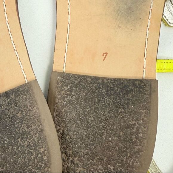 Sam Edelman GIGI Yellow Reptile Embossed Thong T Strap Leather Sandals - Picture 14 of 15